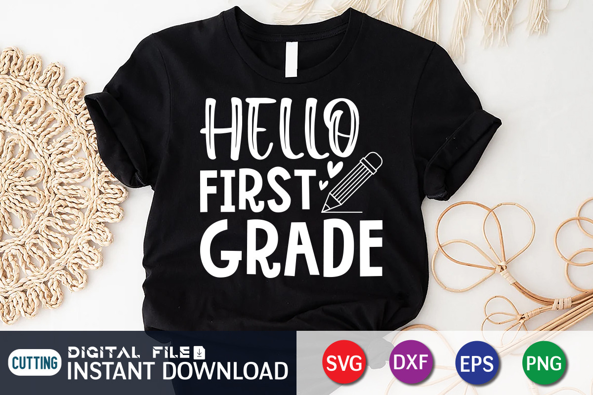 Hello First Grade SVG, an Education Illustration by FunnySVGCrafts (Photo 2 of 3)