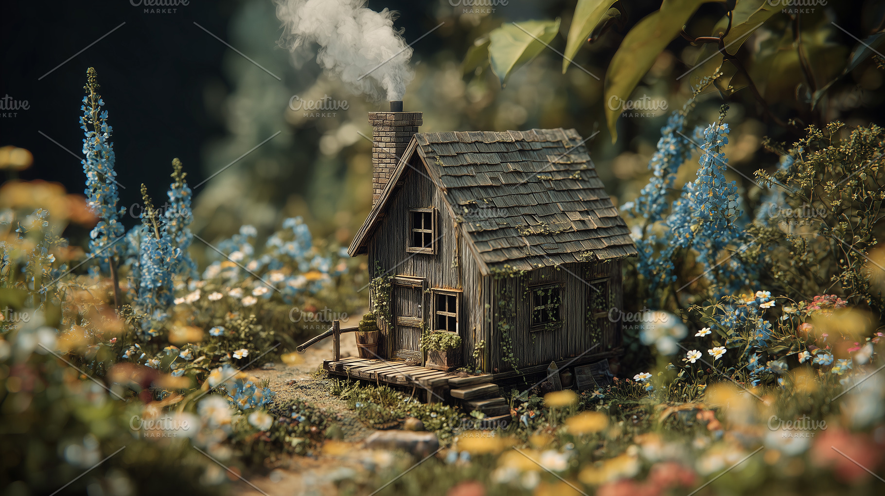 Charming tiny wooden cottage nestled, an Architecture Photo by MistyDay