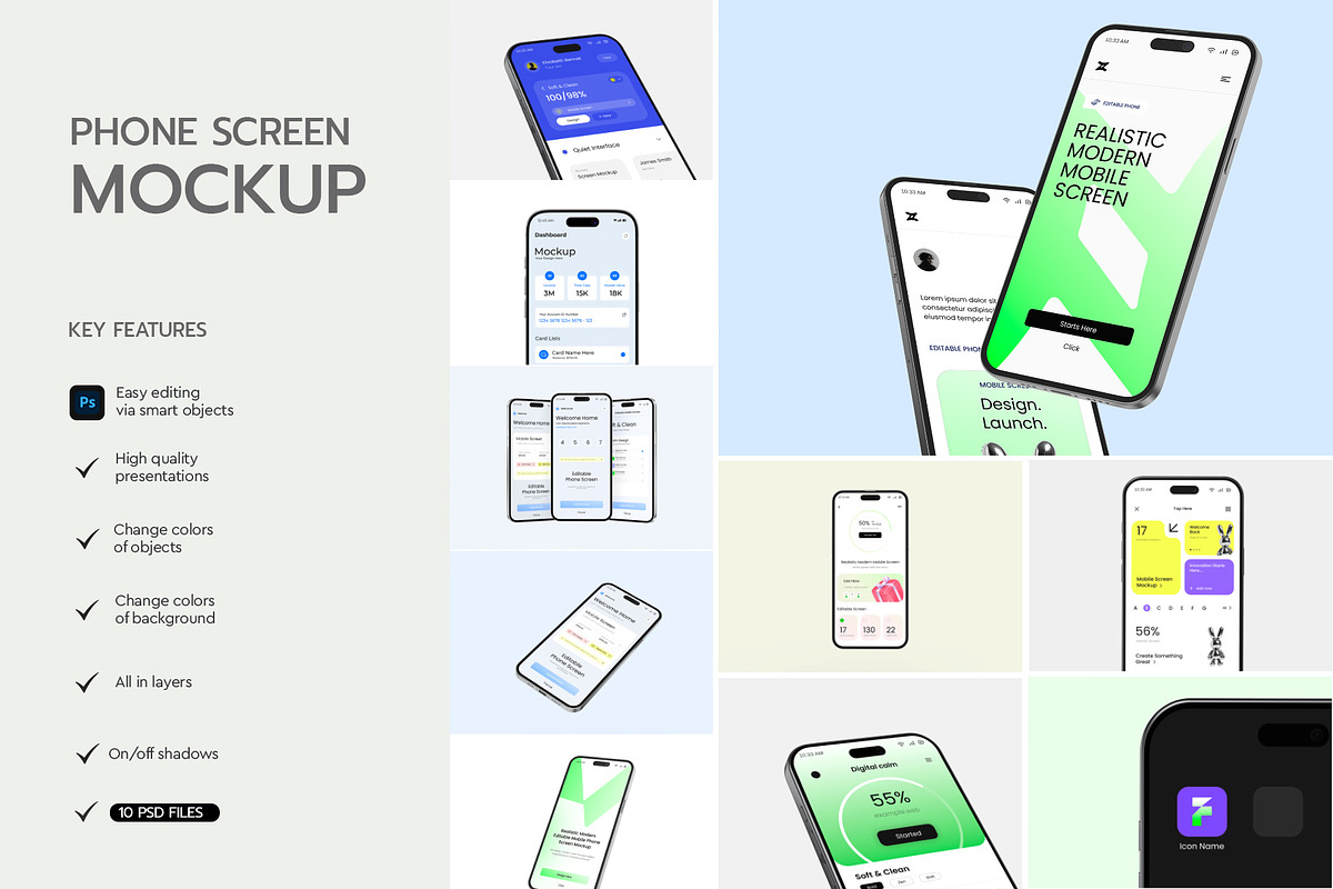 Smartphone Screen Mockup Collection, an iPhone Mockup by graphypix (Photo 2 of 14)