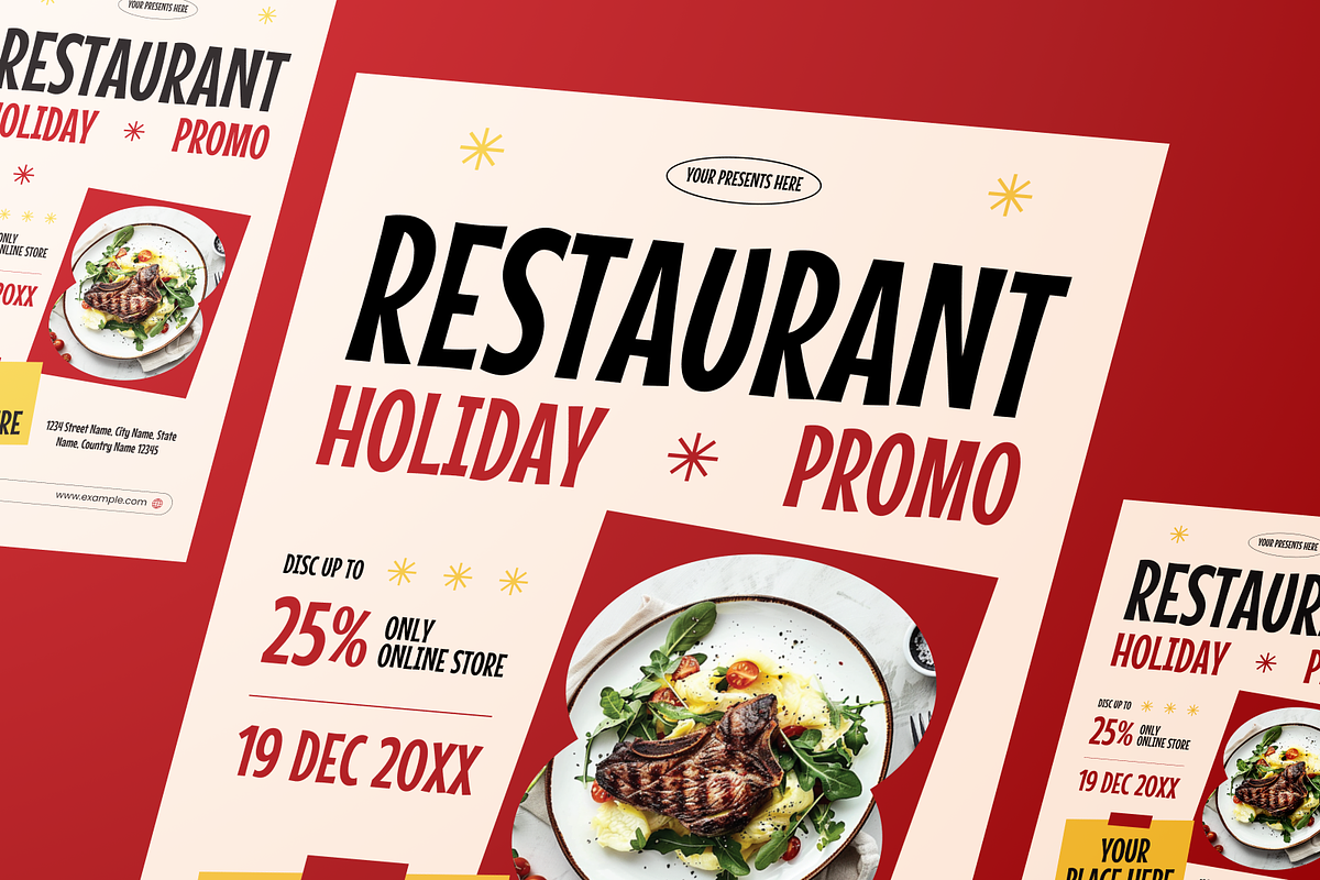 Restaurant Holiday Promo Flyer Set, a Flyer Template by Annora Studio (Photo 5 of 6)