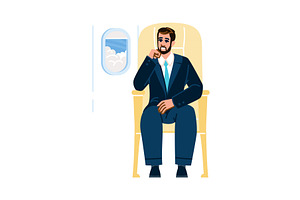 Businessman relaxing in airplane, a Transportation Illustration by pikepicture