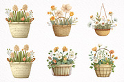 Watercolor Spring Flower Basket, an Illustration by DreamArtGraphic (Thumbnail 2 of 8)