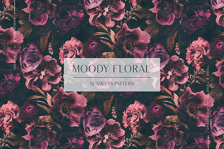 Moody Floral Seamless Pattern, a Pattern Graphic by Eclectic Anthology