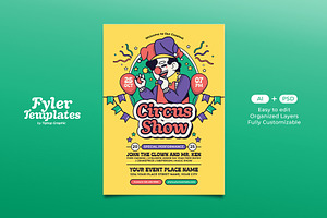 Retro Circus Show Flyer Template, a Flyer Template by Tiptop Graphic