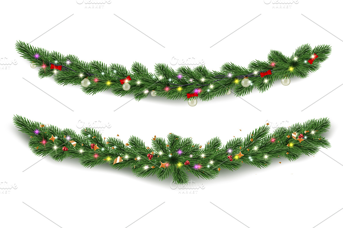 Festive Christmas garland with green, an Object Illustration by art PVP - market