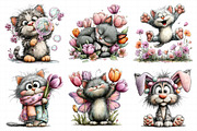 Spring Cat Clipart Set, an Illustration by Daily.Designs (Thumbnail 4 of 7)