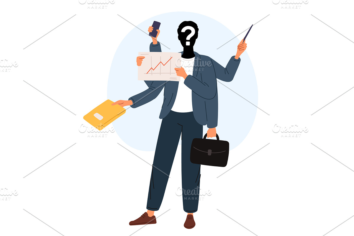 Anonymous multitasking businessman, a Person Illustration by Vectorbuum