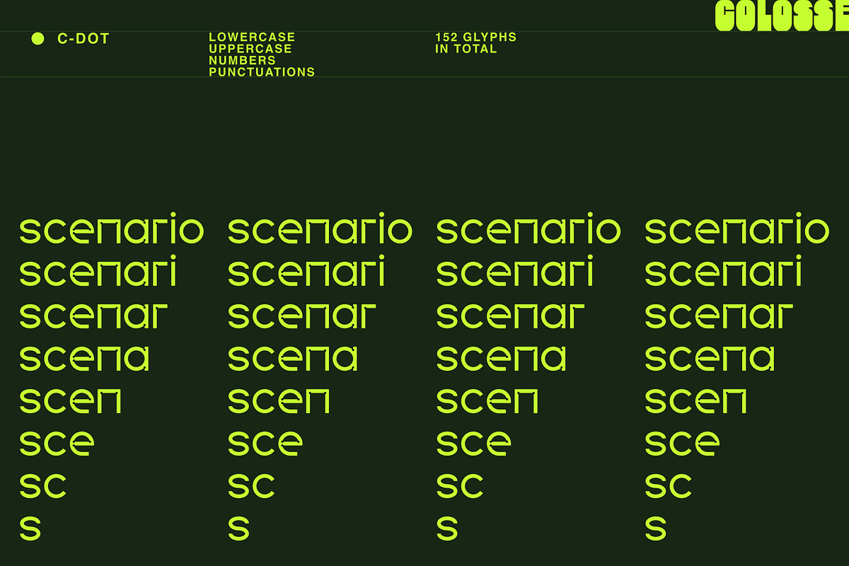 c-dot display typeface, a Sans Serif Font by Colosse Foundry (Photo 7 of 8)