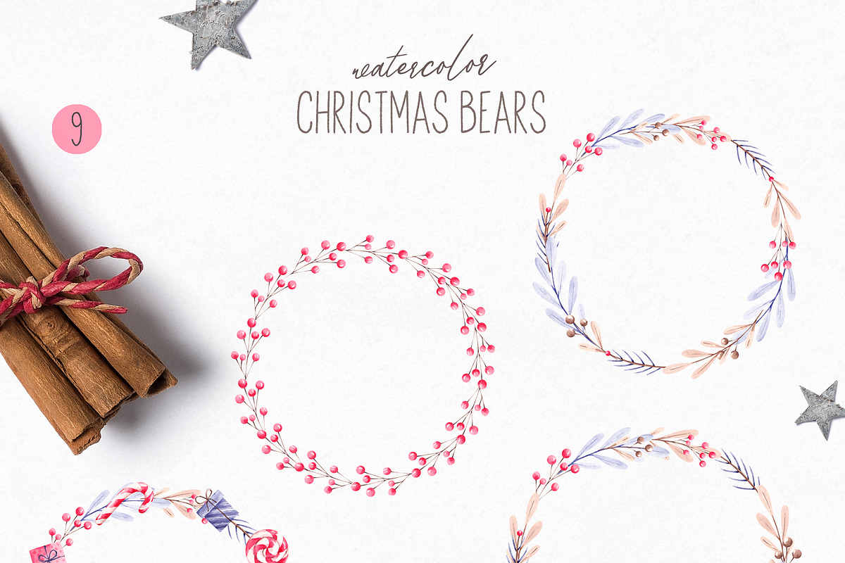 Watercolor Winter Teddy Collection, an Animal Illustration by YuliyaArtGarden (Photo 5 of 8)