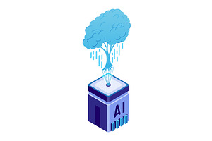 Isometric artificial intelligence, a Technology Illustration by the8monkey