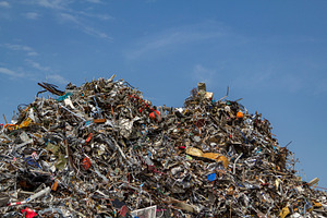 Scrap metal on a pile.