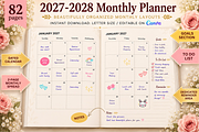2027-2028 Monthly Planner, a Marketing Template by Book2bees (Thumbnail 1 of 3)