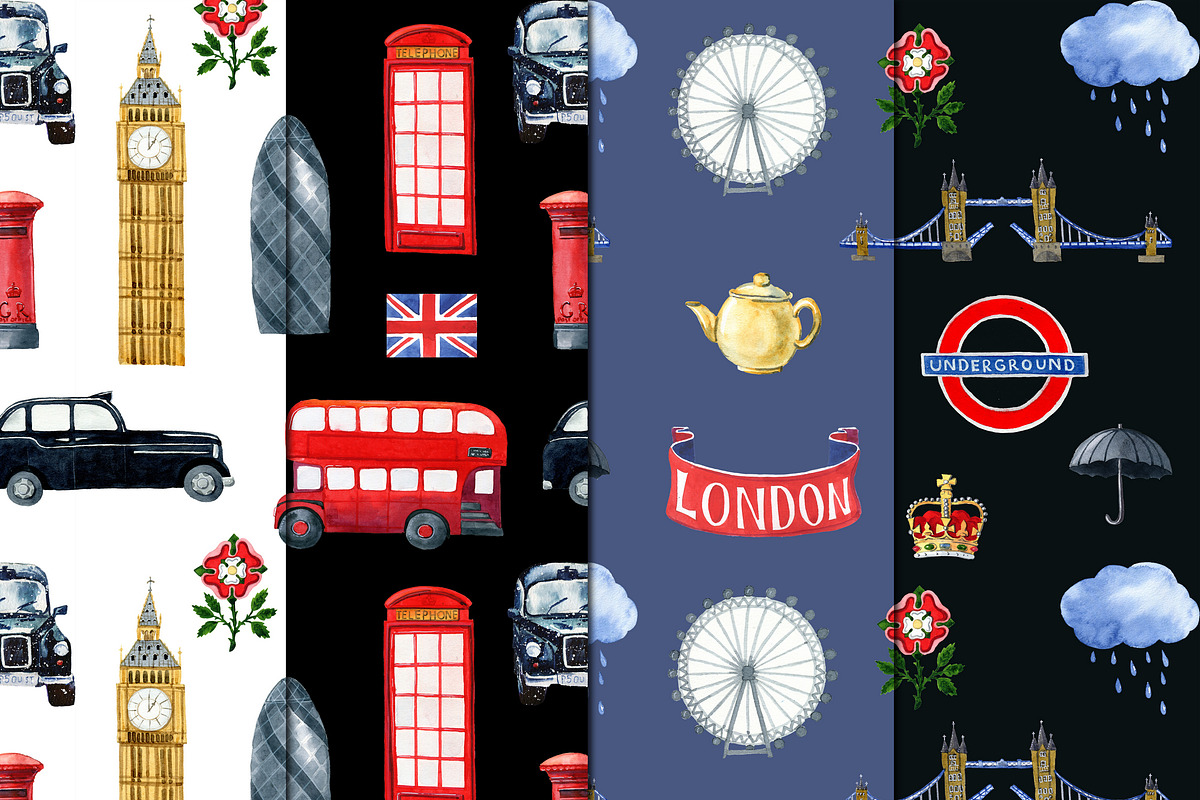 London elements, travel symbols, an Illustration by fiolika (Photo 5 of 7)