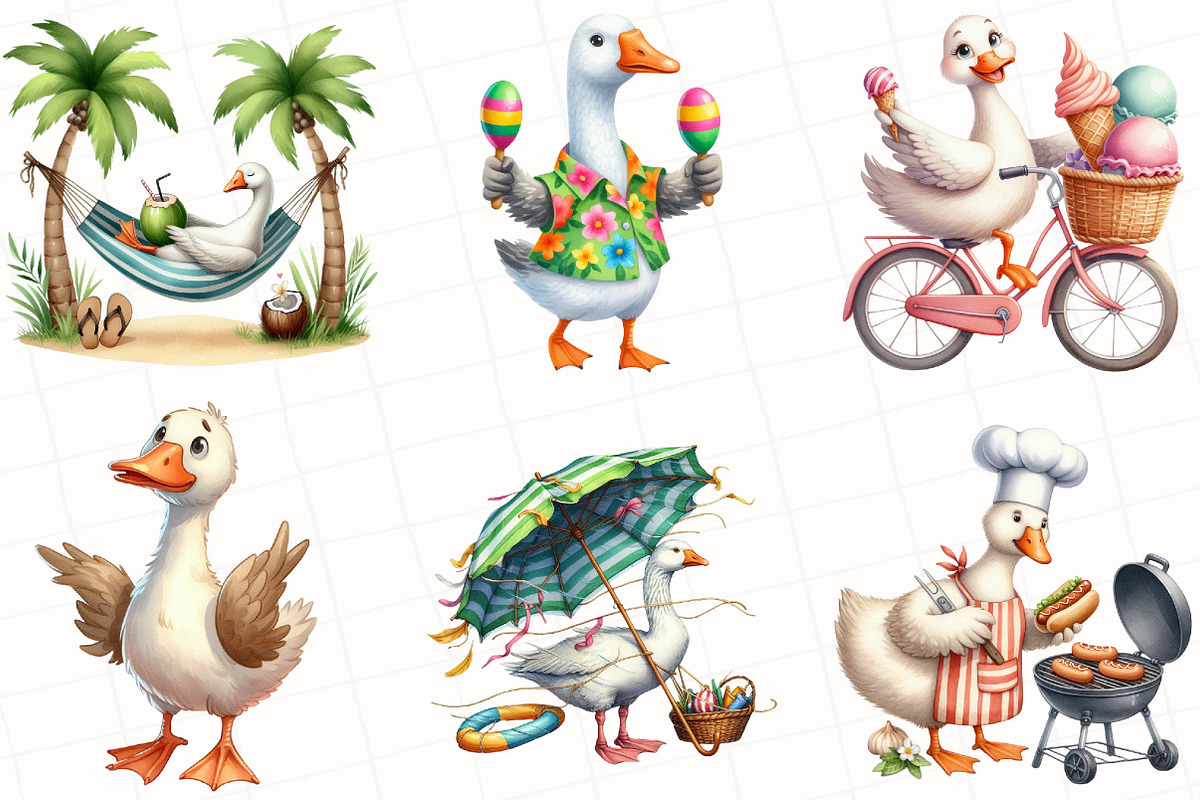 Summer Silly Goose Clipart, an Illustration by OK Design (Photo 3 of 5)