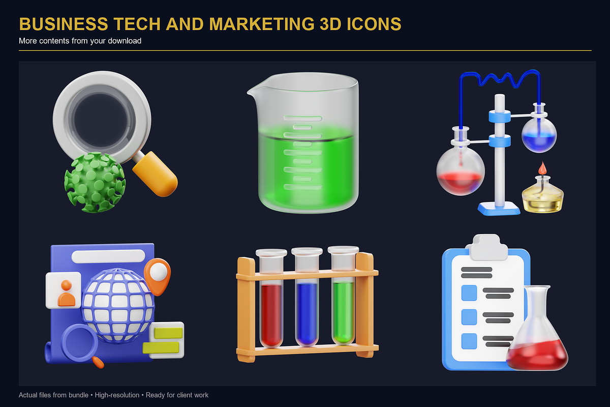 Business Tech 3D Icons Bundle, an Object 3D Model by Dreamanart (Photo 4 of 4)