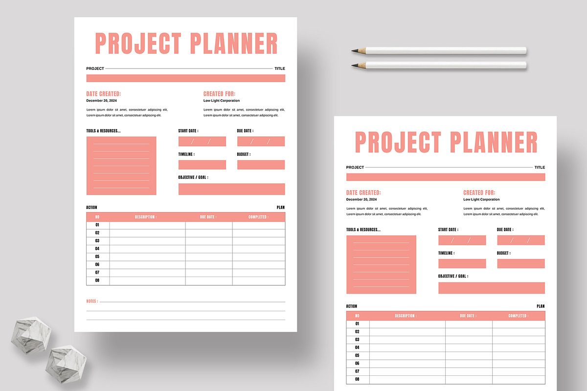 Project Planner Template, a Stationery Template by MightyDesign (Photo 1 of 8)
