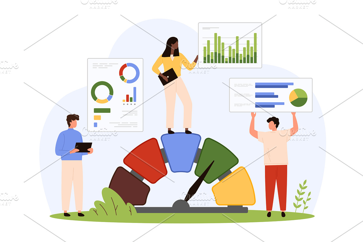 Benchmarking process to identify, a Finance Illustration by Flashvector