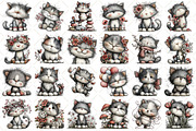 Whimsical Silver Spring Cat Clipart, an Illustration by Black Bird Studio (Thumbnail 2 of 5)