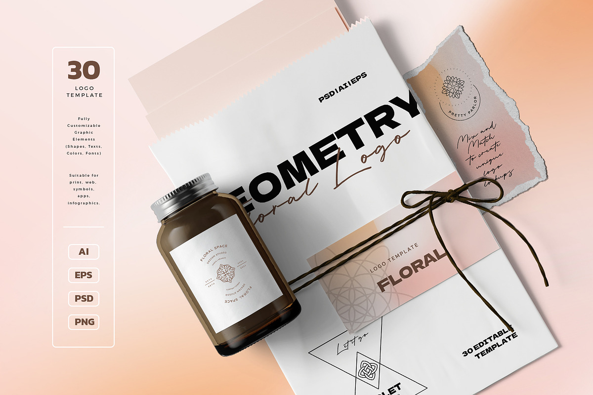 Geometry Floral Logo Kit, a Branding & Logo Template by KetteCreate (Photo 11 of 17)