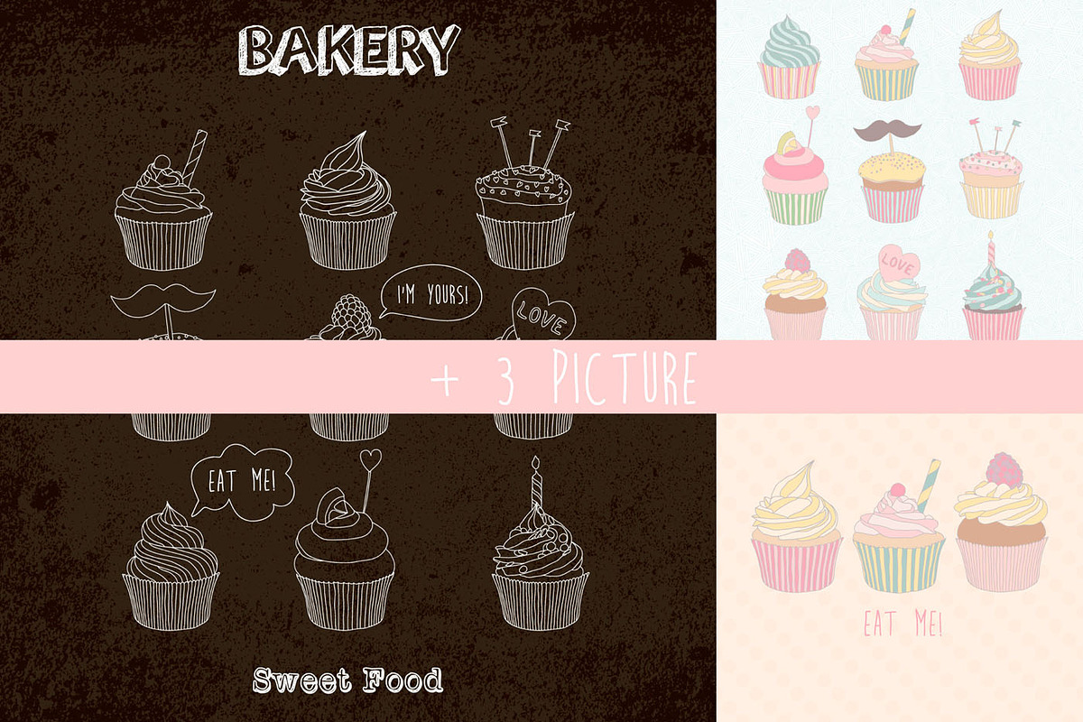 Сupcakes Patterns and Illustration preview 4