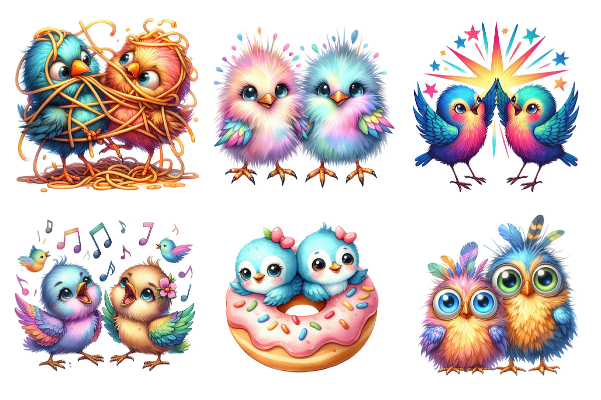 Funny Colorful Birds Watercolor PNG, an Illustration by SinaCreation (Photo 4 of 5)