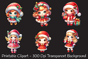 Christmas Cute Dolls Clipart, an Illustration by RobertsArt (Thumbnail 4 of 7)