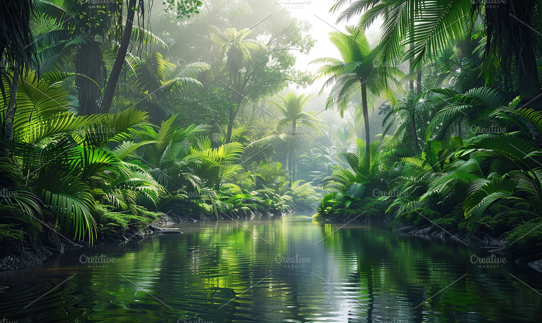 Green jungle with river, a Nature Photo by AlyaAnd