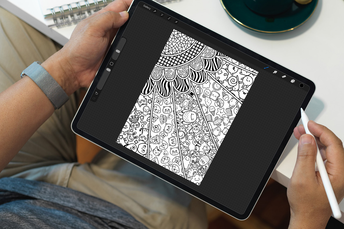 61 Procreate Coloring Book Patterns, a Brush Add-On by Heather Green Designs (Photo 7 of 10)