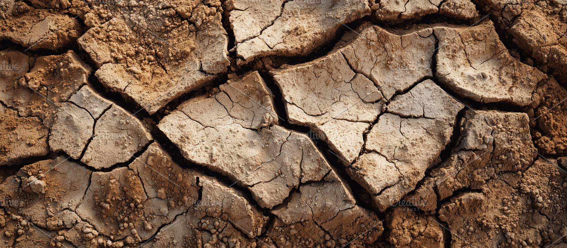 Close up on dry cracked earth banner, a Nature Photo by MistyDay