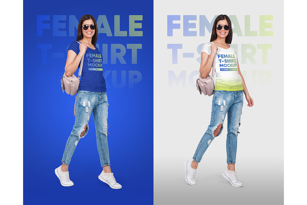 Female V-Neck T-Shirt Mockup, a Shirt Mockup by Hi, Mock-Up! (Photo 5 of 10)