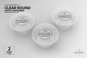 Clear Round Sauce Containers Mockup