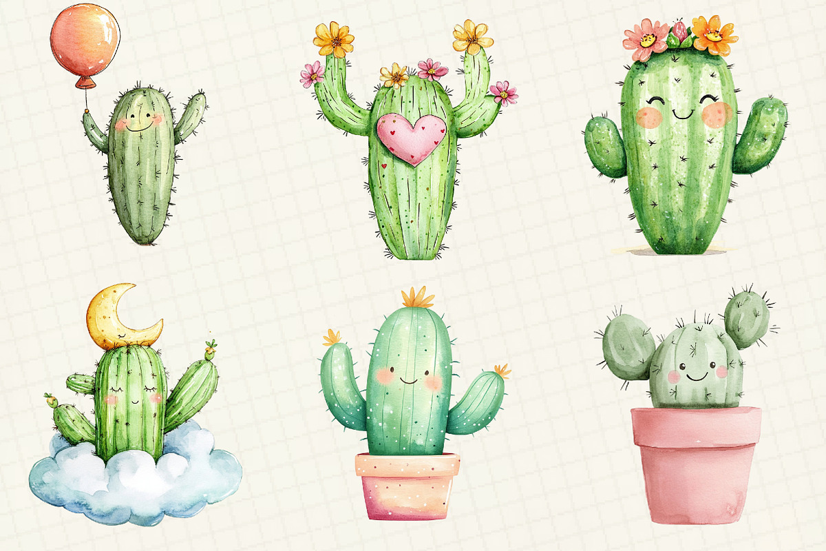 Cactus Doodle Sublimation Clipart, an Illustration by OK Design (Photo 4 of 5)