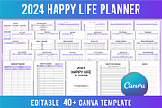 Editable 2024 Happy Life Planner, a Print Template by Shumaya (Thumbnail 1 of 5)