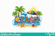 Beach png sublimation, an Illustration by Watercolor design (Thumbnail 1 of 3)
