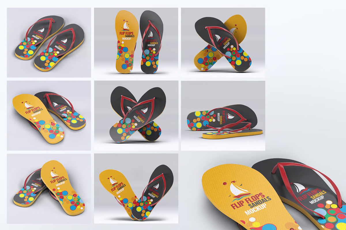 Flip Flops Sandals Mockup, an Advertising Mockup by Hubzway (Photo 2 of 9)