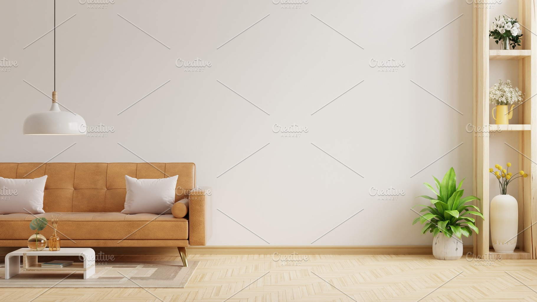 Living room wall mock up, an Architecture Photo by vanitjan