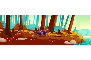 Autumn forest landscape with skunk, an Animal Illustration by art PVP - market