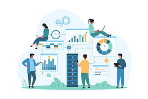 Cloud data storage hosting, a Technology Illustration by Flashvector