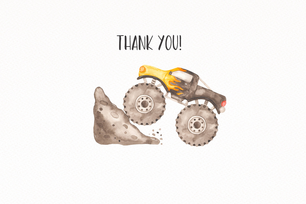 Monster trucks watercolor, a Decorative Illustration by Marina Ermakova (Photo 11 of 11)