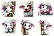 Peekaboo Sheep Clipart, an Illustration by CreationArt (Thumbnail 5 of 6)
