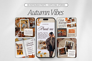 Autumn Vibes Instagram Templates, a Social Media Template by ZenSocialDesigns