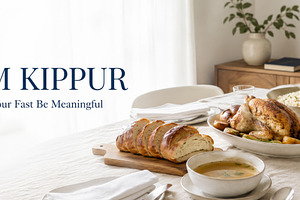 Yom Kippur meal with challah and dis, a Photo by Dvoevnore photos