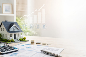 Mortgage rate climbs concept with ho, a Photo by Dvoevnore photos