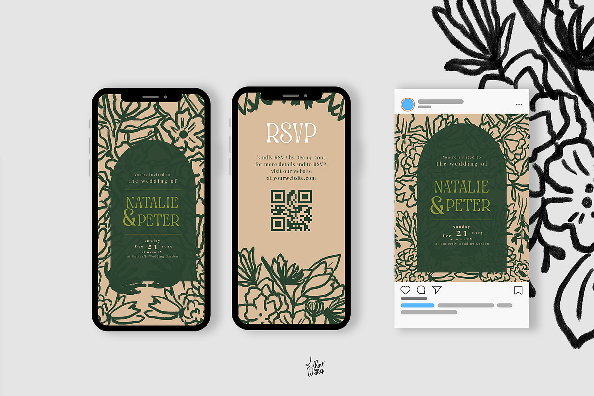 Vintage Wedding Invitation Template preview 4