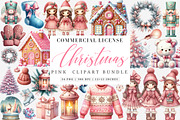 Watercolor Exquisite Pink Christmas, an Illustration by SinaCreation (Thumbnail 1 of 7)