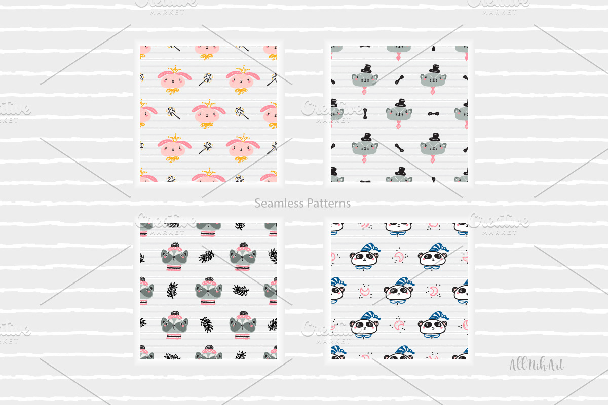 Cute Animal Illustrations & Patterns, a Pattern Graphic by AllNikArt (Photo 13 of 15)