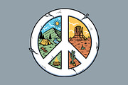 mountain and desert with peace sign, an Illustration by gunaonedesign (Thumbnail 1 of 5)