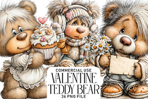 Valentine Teddy Bear Clipart, an Illustration by Daily.Designs