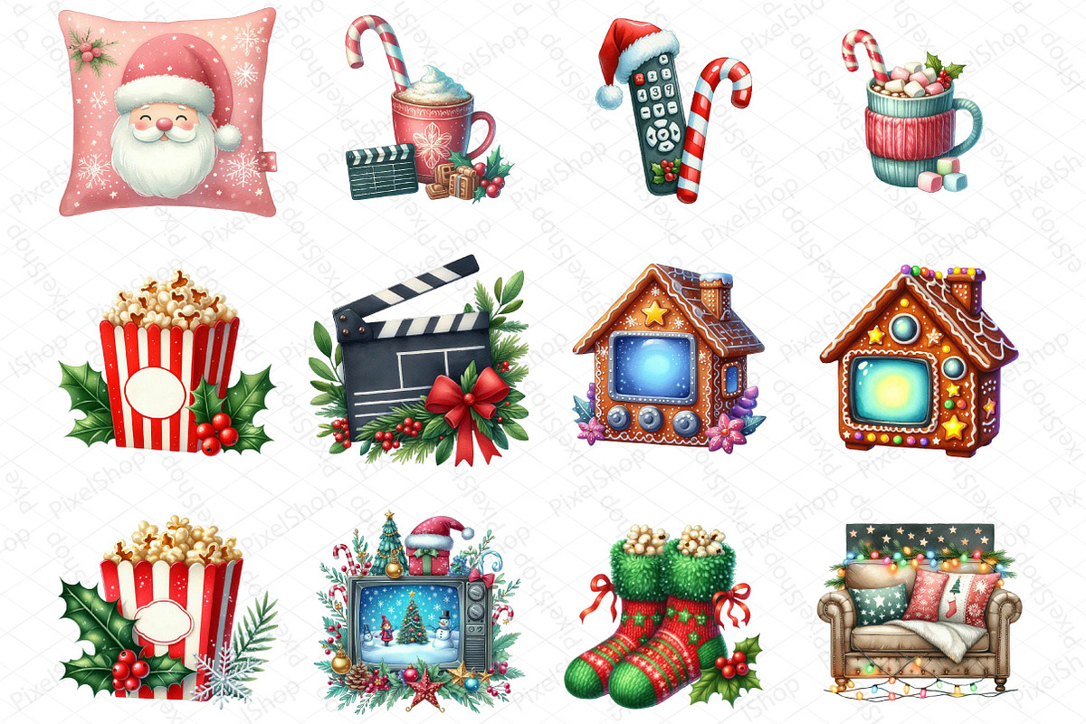 Christmas Movie Night Clipart, an Illustration by DreamPrint404 (Photo 5 of 5)