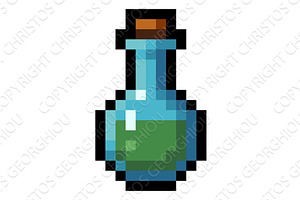 Pixel Art Health Potion Video Game, an Object Illustration by Christos Georghiou